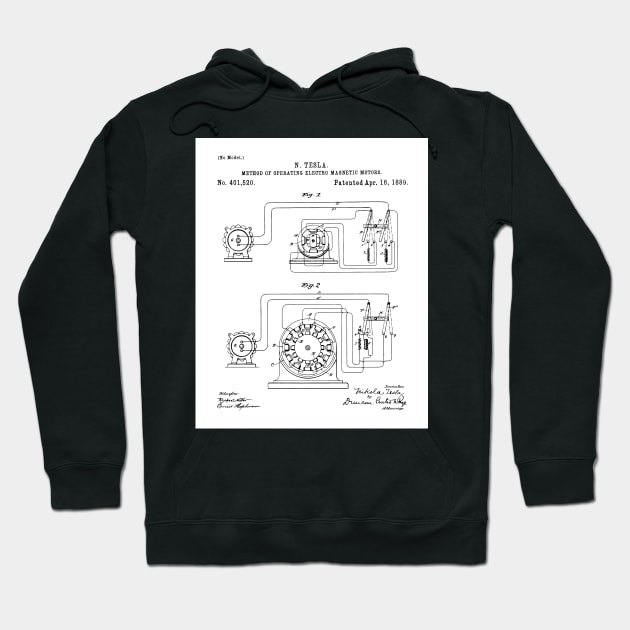 Motor Patent - Engineer Inventor Makers Workshop Art - White Hoodie by patentpress